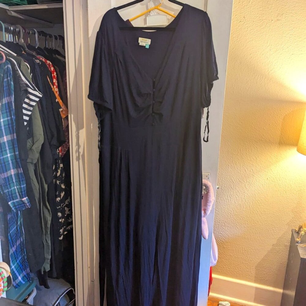 Maeve Anthropologie Navy Blue Wide Leg Jumpsuit Plus 3X NWOT